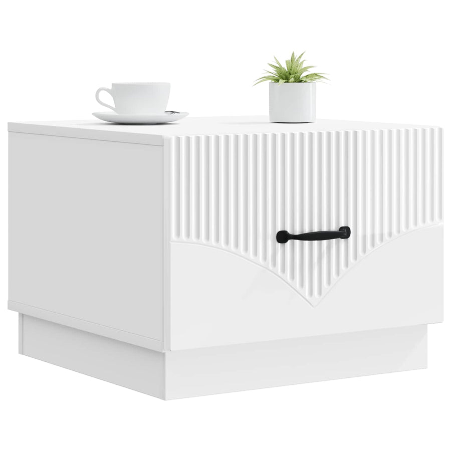 Salontafel met lade Hoogglans Wit 49 x 50 x 37 cm Bewerkt hout