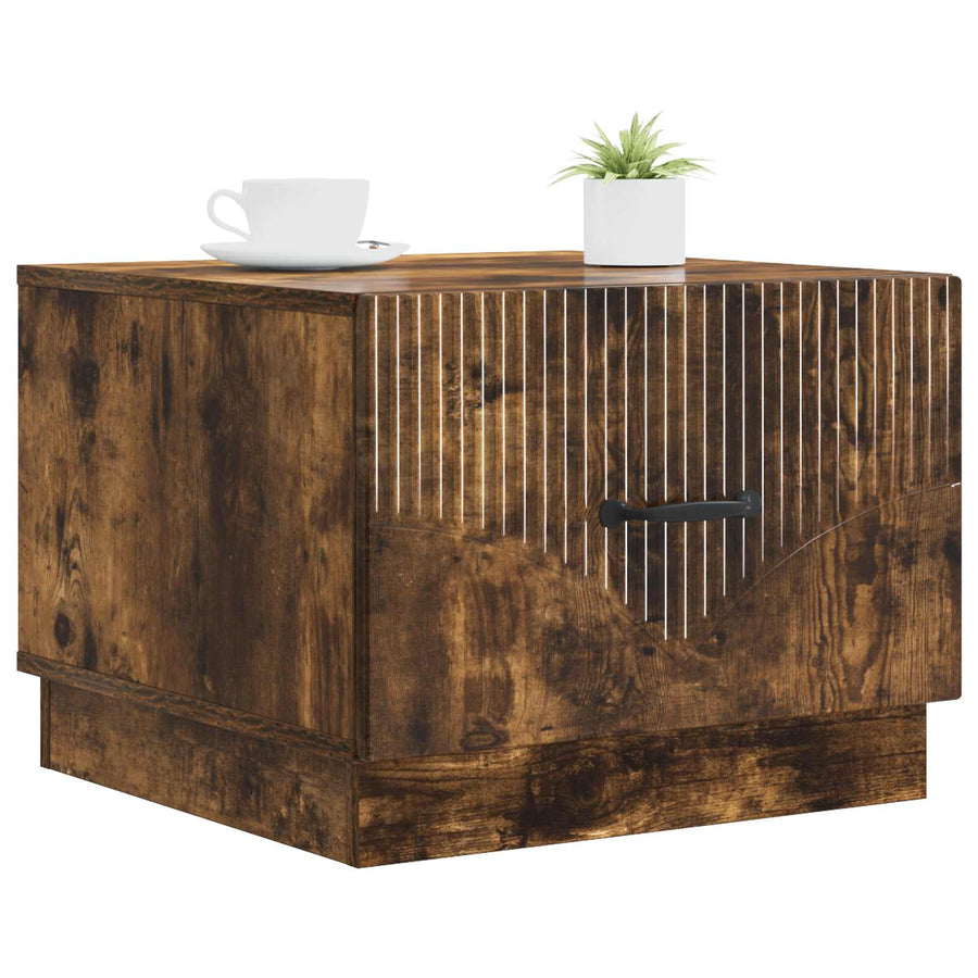 Salontafel met lade Gerookt eiken 49 x 50 x 37 cm Bewerkt hout