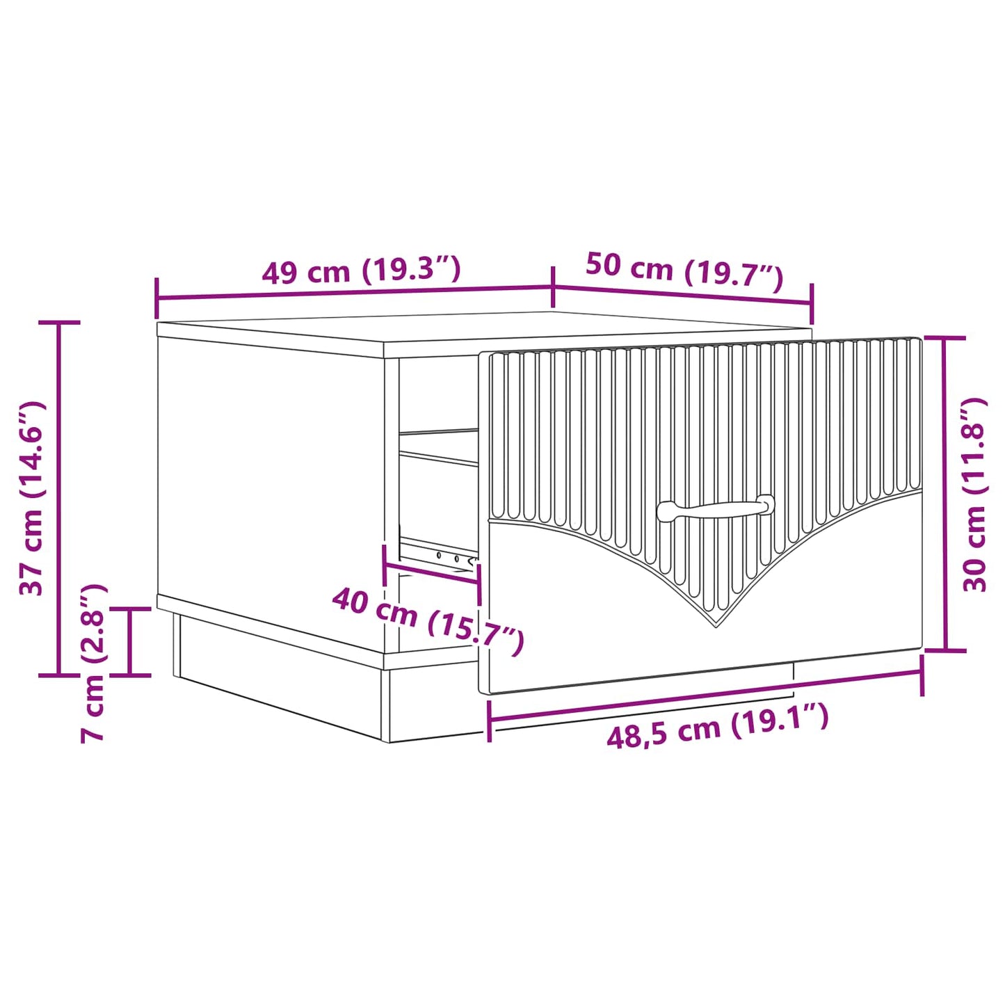 Salontafel met lade Grijs sonoma 49 x 50 x 37 cm Bewerkt hout