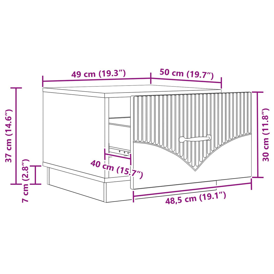Salontafel met lade Grijs sonoma 49 x 50 x 37 cm Bewerkt hout