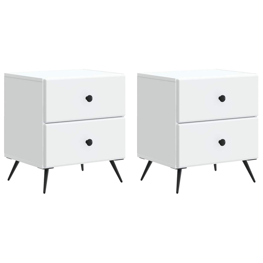 Nachtkastje met lade 2 pcs Wit 43 x 34,5 x 47,5 cm Bewerkt hout