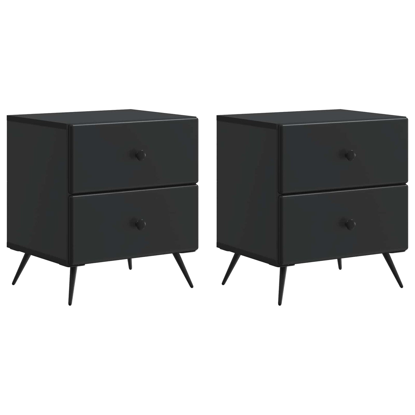 Nachtkastje 2 pcs Zwart 43 x 34,5 x 47,5 cm Bewerkt hout