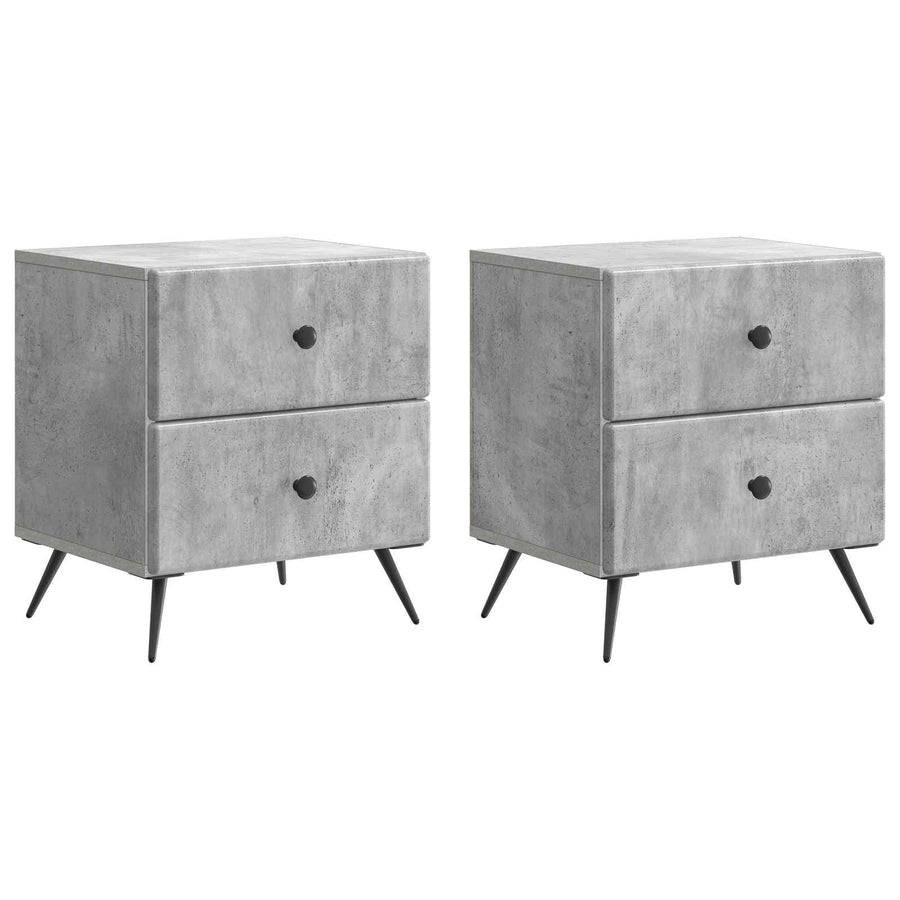 Nachtkastje 2 pcs Betongrijs 43 x 34,5 x 47,5 cm Bewerkt hout