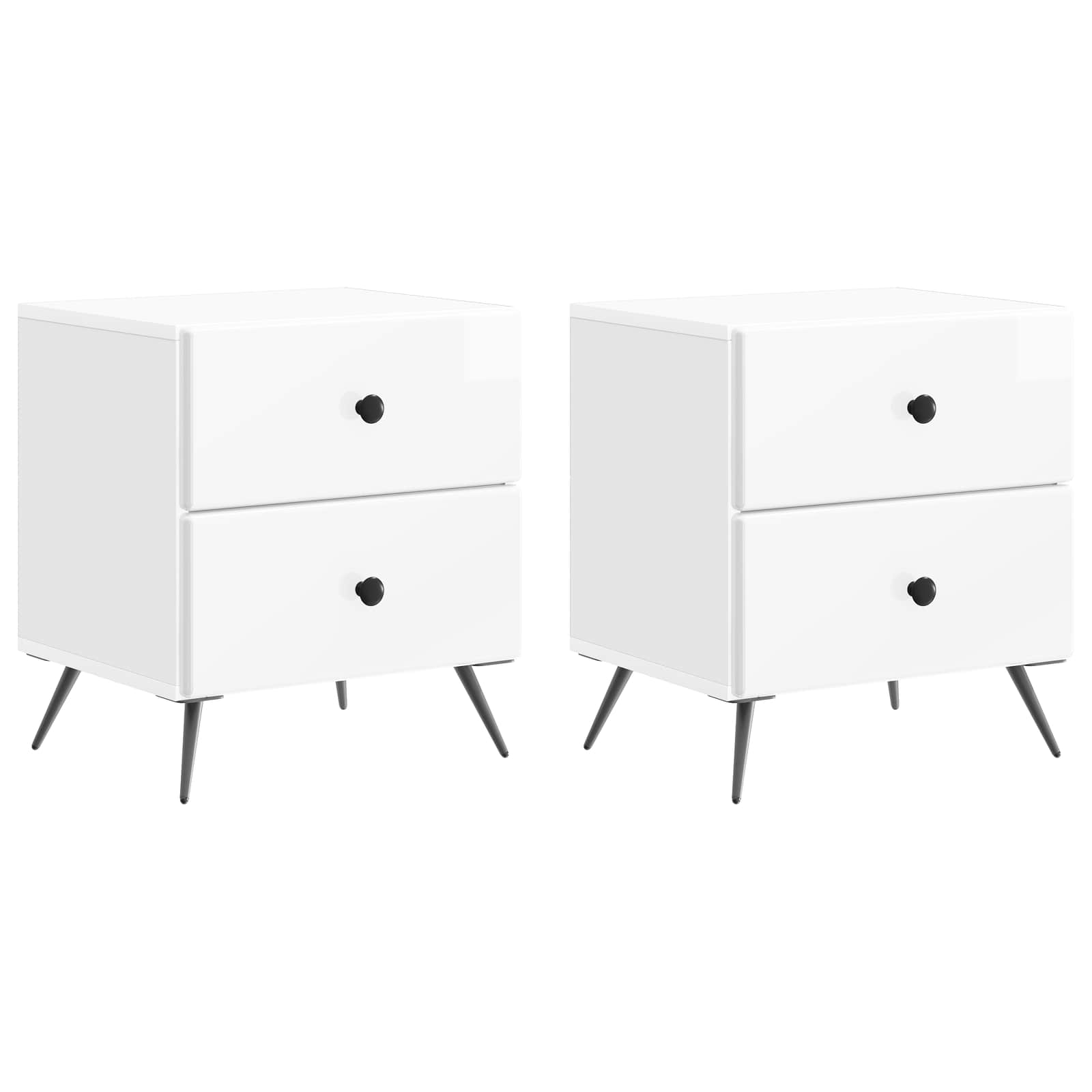 Nachtkastje met lade 2 pcs Hoogglans Wit 43 x 34,5 x 47,5 cm