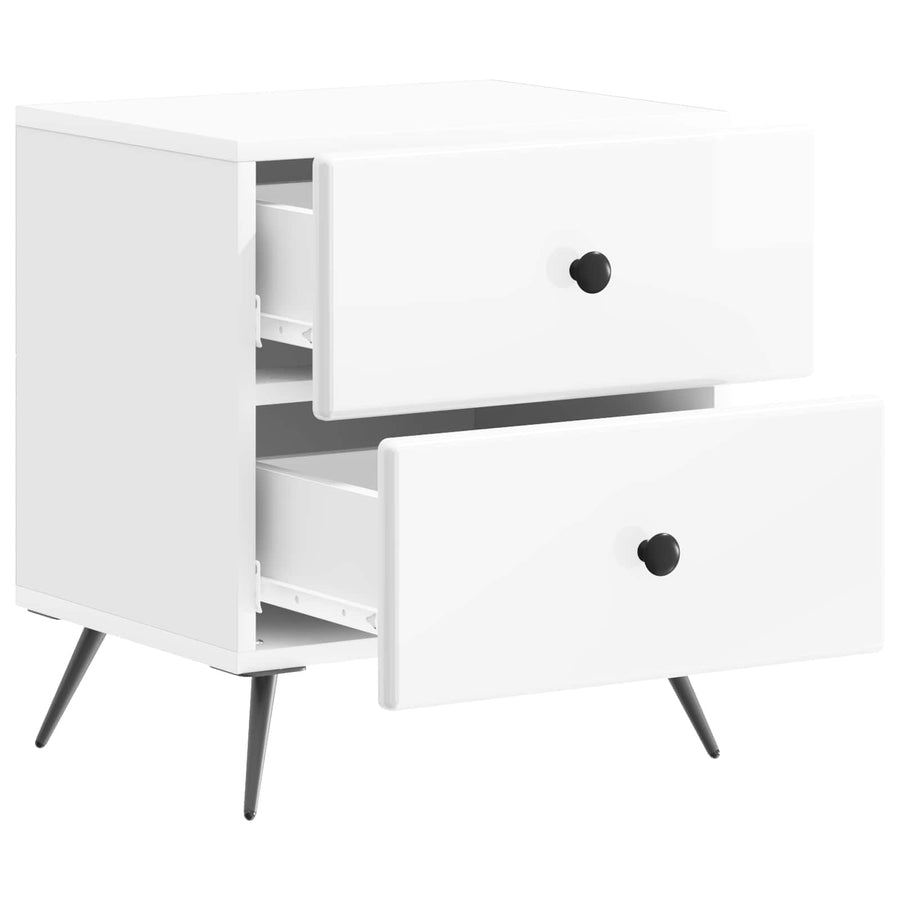 Nachtkastje met lade 2 pcs Hoogglans Wit 43 x 34,5 x 47,5 cm