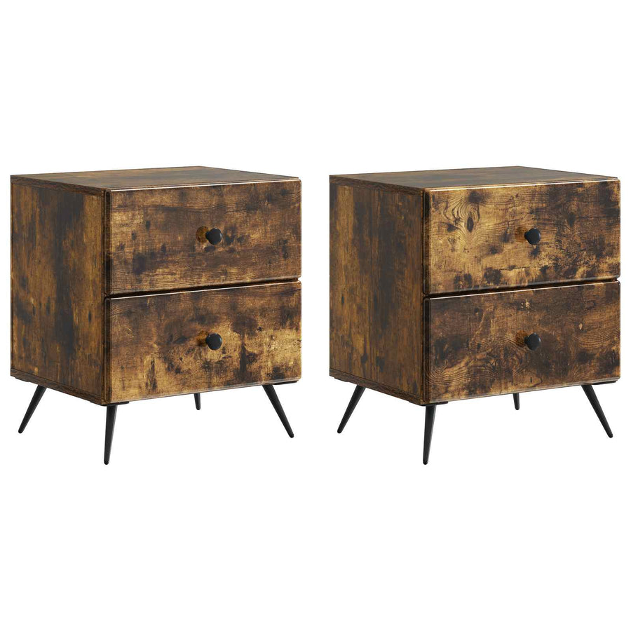 Nachtkastje met lade 2 pcs Gerookt eiken 43 x 34,5 x 47,5 cm