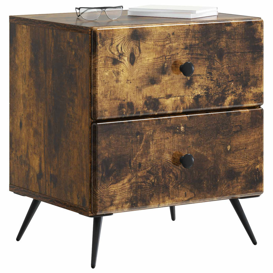 Nachtkastje met lade 2 pcs Gerookt eiken 43 x 34,5 x 47,5 cm