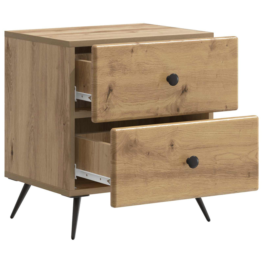Nachtkastje Artisanaal eiken 43 x 34,5 x 47,5 cm Bewerkt hout