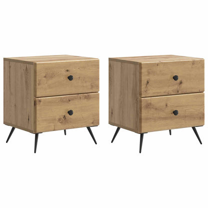 Nachtkastje met lade 2 pcs Artisanaal eiken 43 x 34,5 x 47,5 cm