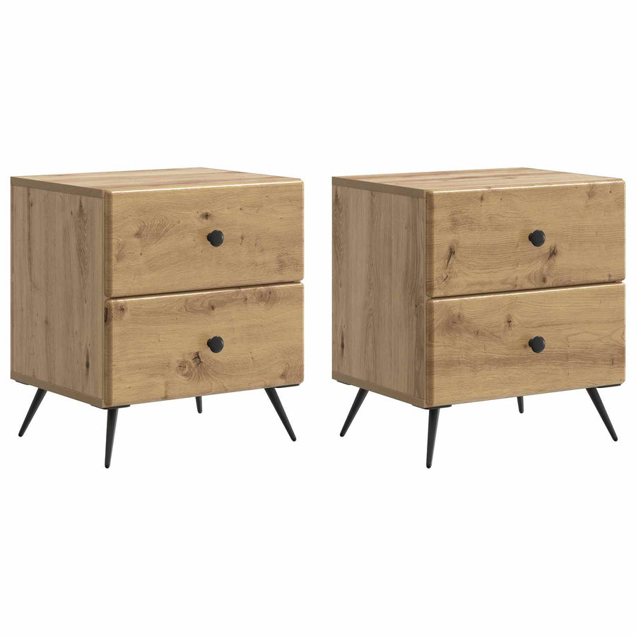 Nachtkastje met lade 2 pcs Artisanaal eiken 43 x 34,5 x 47,5 cm