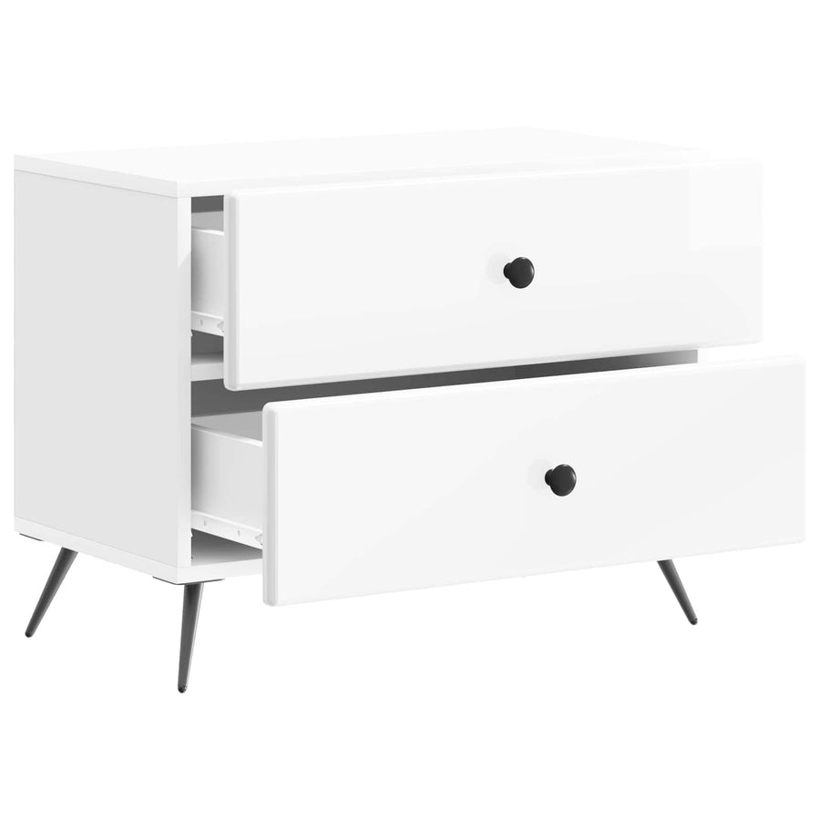 Nachtkastje Hoogglans Wit 62 x 34,5 x 47,5 cm Bewerkt hout