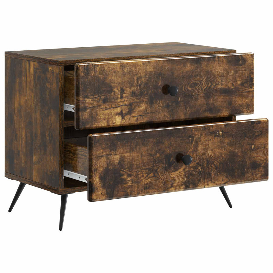 Nachtkastje Gerookt eiken 62 x 34,5 x 47,5 cm Bewerkt hout