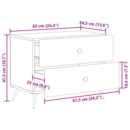 Nachtkastje met lade Oud hout 62 x 34,5 x 47,5 cm Bewerkt hout