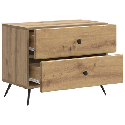 Nachtkastje Artisanaal eiken 62 x 34,5 x 47,5 cm Bewerkt hout