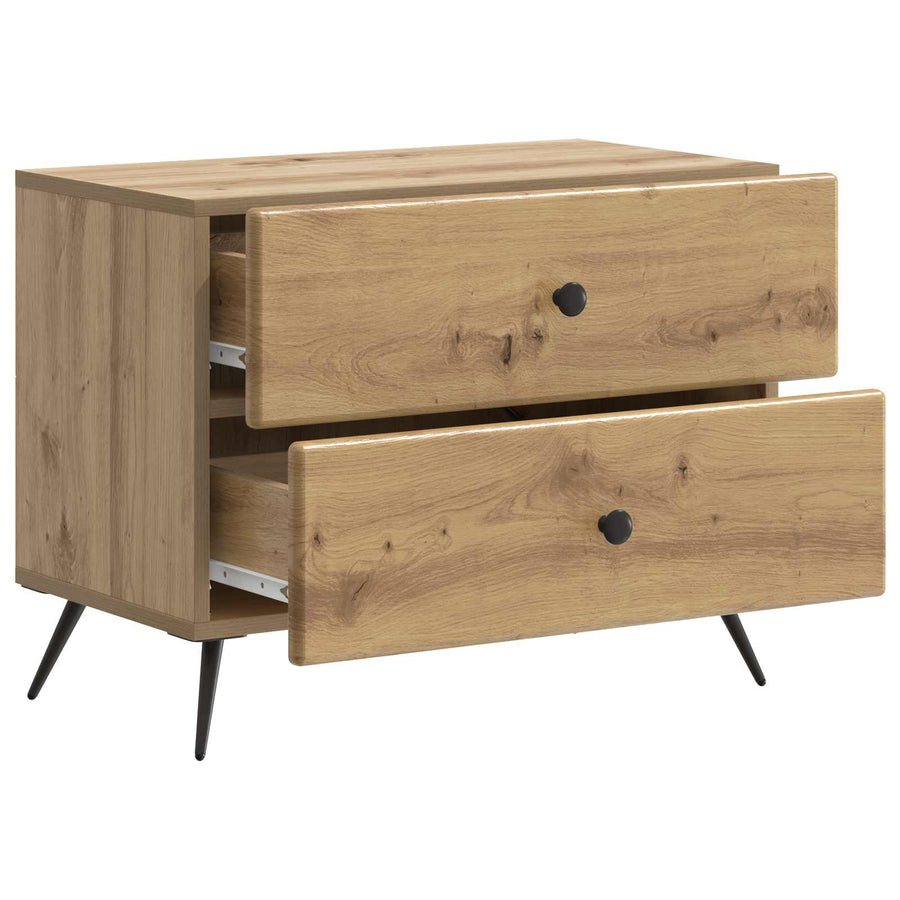 Nachtkastje Artisanaal eiken 62 x 34,5 x 47,5 cm Bewerkt hout