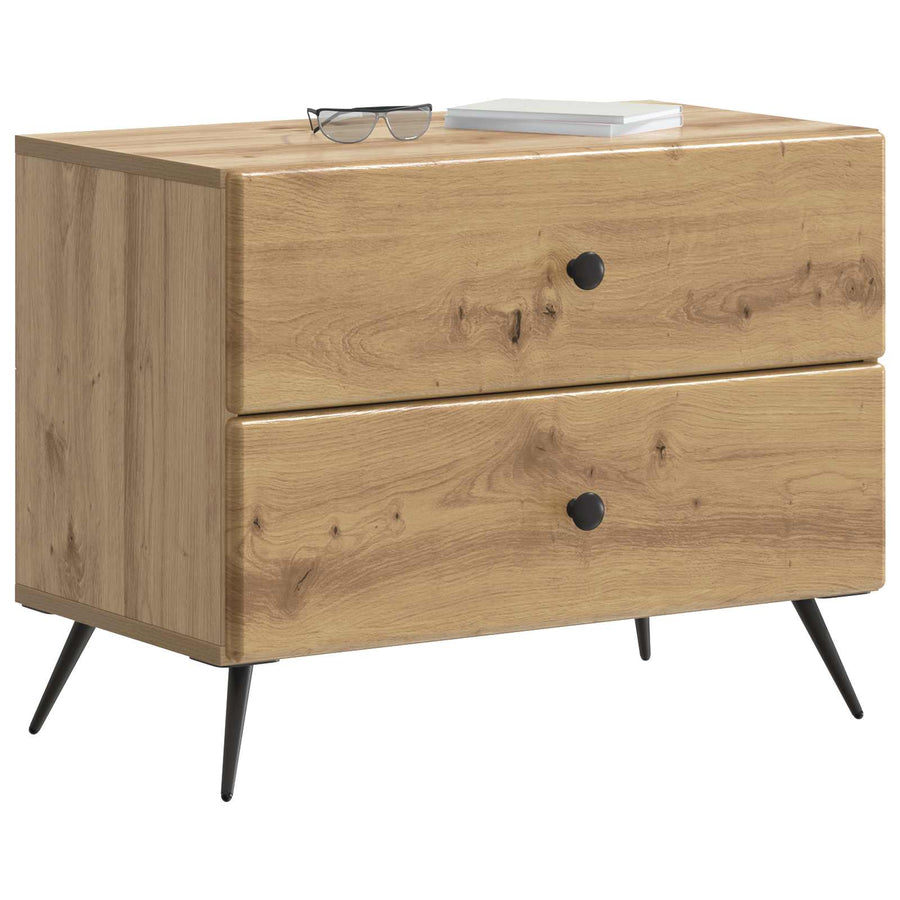Nachtkastje Artisanaal eiken 62 x 34,5 x 47,5 cm Bewerkt hout
