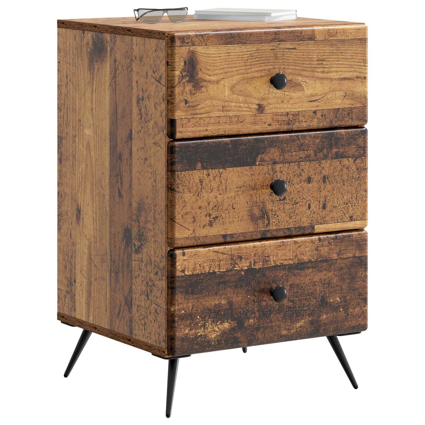 Nachtkastje met lade Oud hout 43 x 41 x 66,5 cm Bewerkt hout