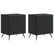 Nachtkastje set 2 stuks zwart 43x34,5x50 cm bewerkt hout