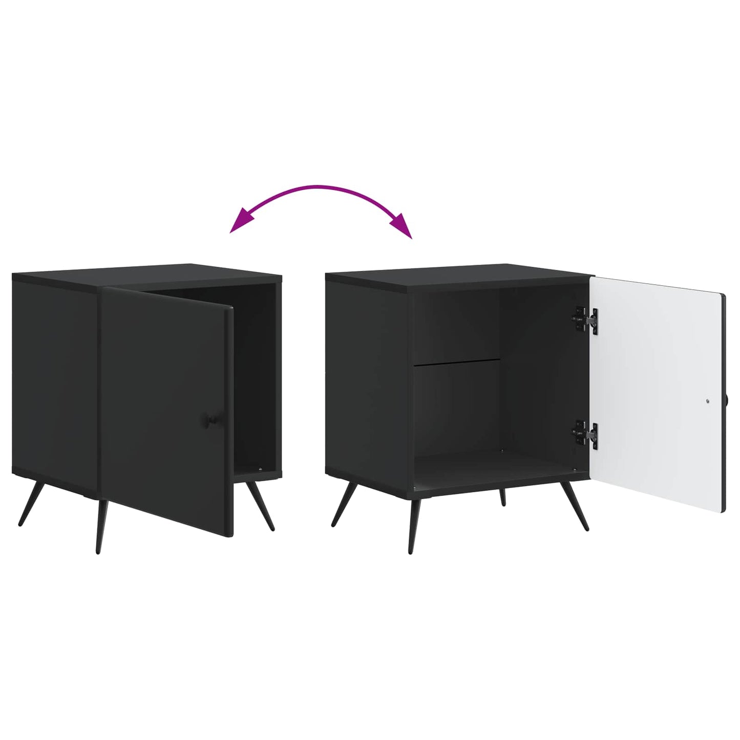 Nachtkastje 2 pcs Zwart 43 x 34,5 x 50 cm Bewerkt hout