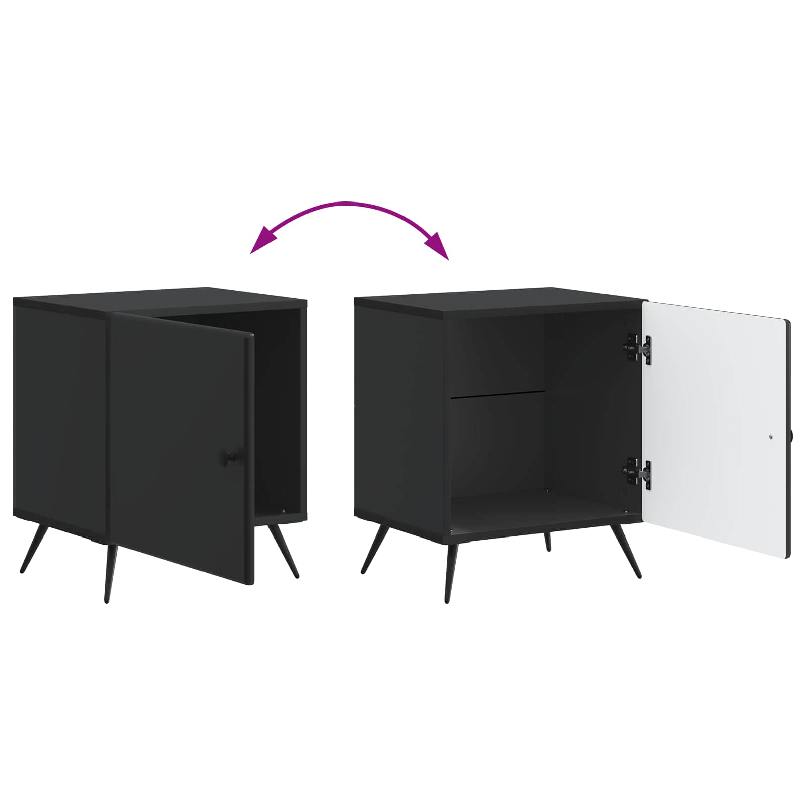 Nachtkastje 2 pcs Zwart 43 x 34,5 x 50 cm Bewerkt hout