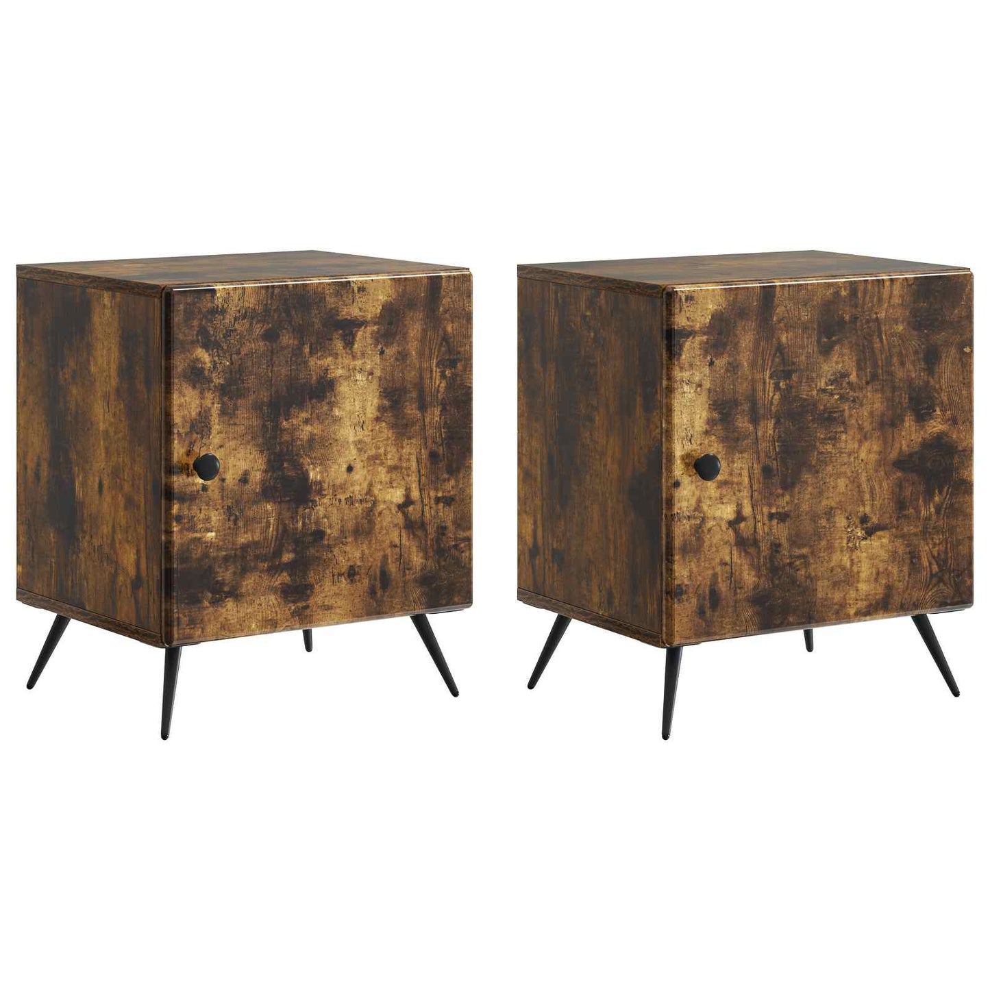 Nachtkastje 2 pcs Gerookt eiken 43 x 34,5 x 50 cm Bewerkt hout