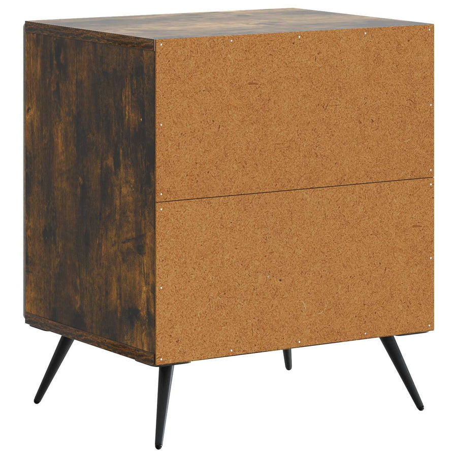 Nachtkastje 2 pcs Gerookt eiken 43 x 34,5 x 50 cm Bewerkt hout