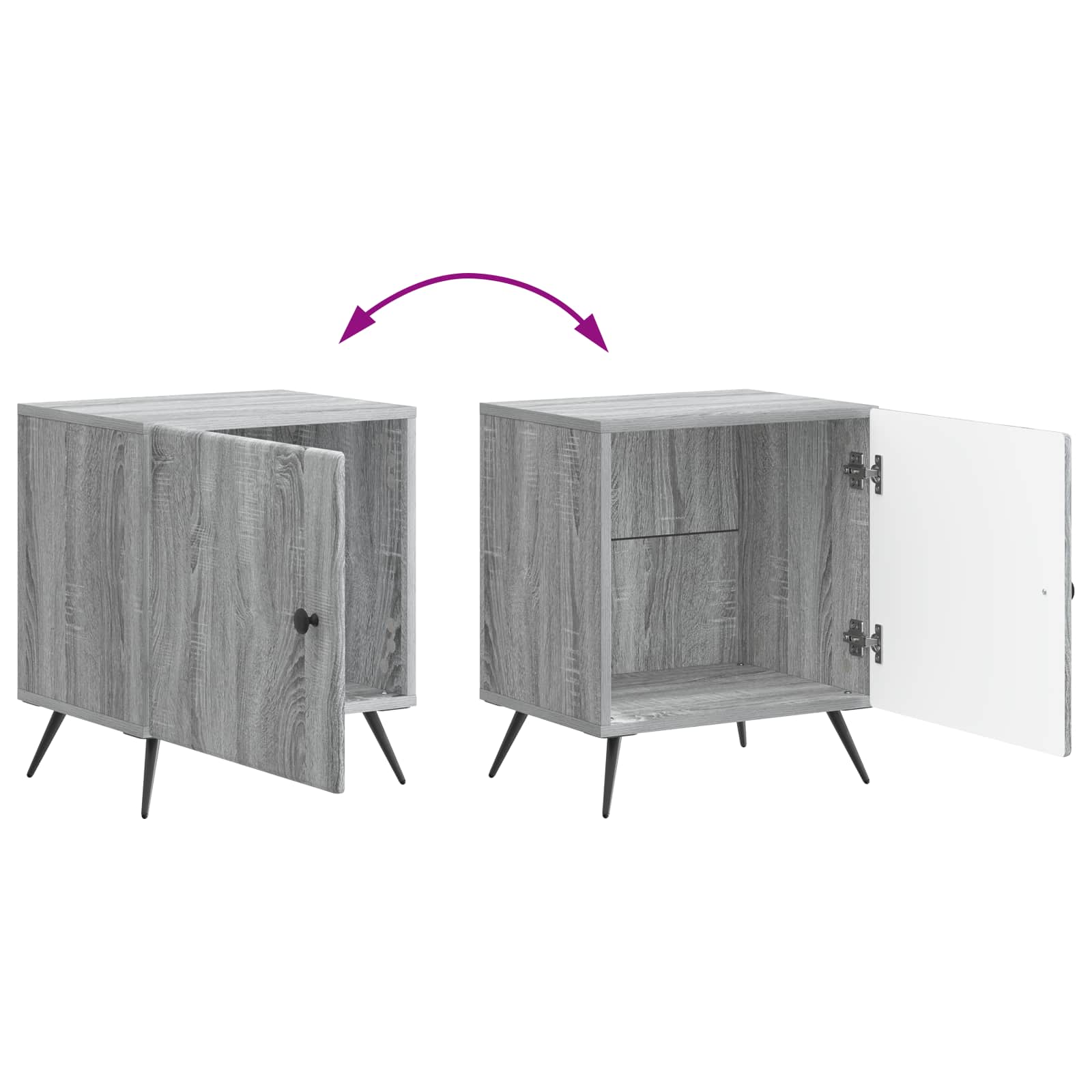 Nachtkastje 2 pcs Grijs sonoma 43 x 34,5 x 50 cm Bewerkt hout