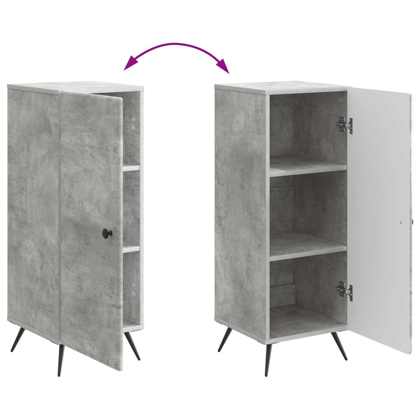 Dressoir Betongrijs 33 x 34,5 x 90 cm Bewerkt hout