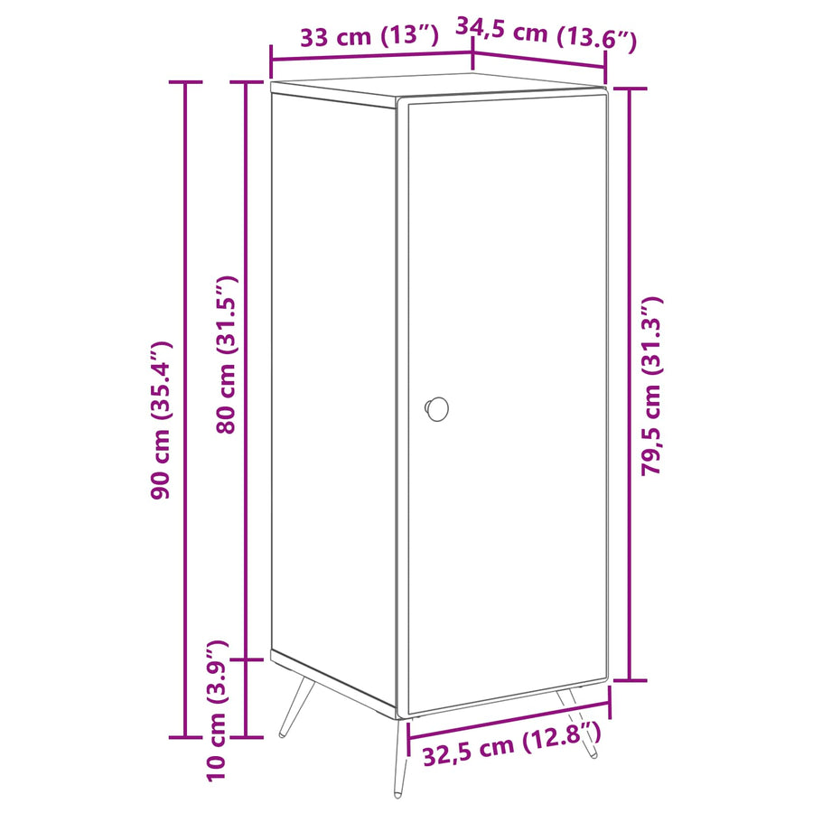 Dressoir Artisanaal eiken 33 x 34,5 x 90 cm Bewerkt hout