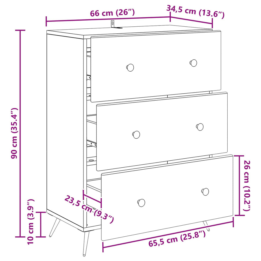 Ladenkast Sonoma Eiken 66 x 34,5 x 90 cm Bewerkt hout