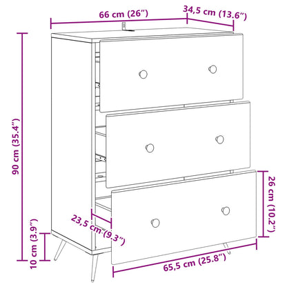 Ladenkast Betongrijs 66 x 34,5 x 90 cm Bewerkt hout