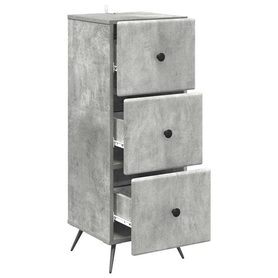 Ladenkast Betongrijs 33 x 34,5 x 90 cm Bewerkt hout