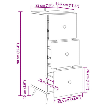Ladenkast Betongrijs 33 x 34,5 x 90 cm Bewerkt hout