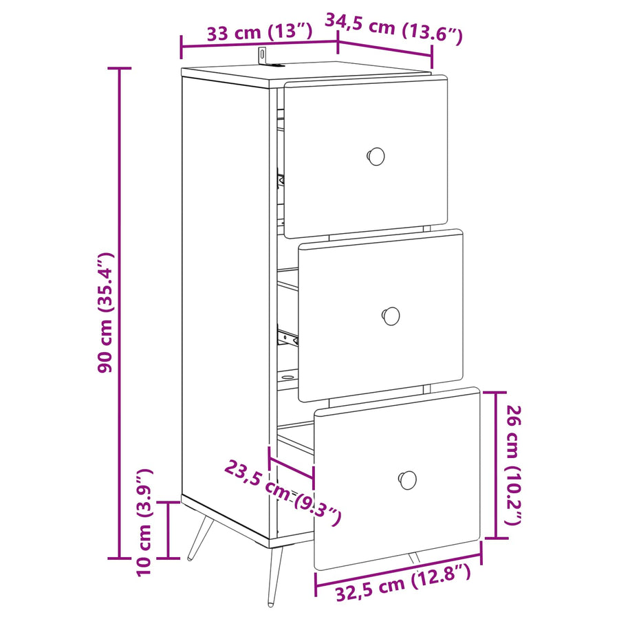 Ladenkast Grijs sonoma 33 x 34,5 x 90 cm Bewerkt hout