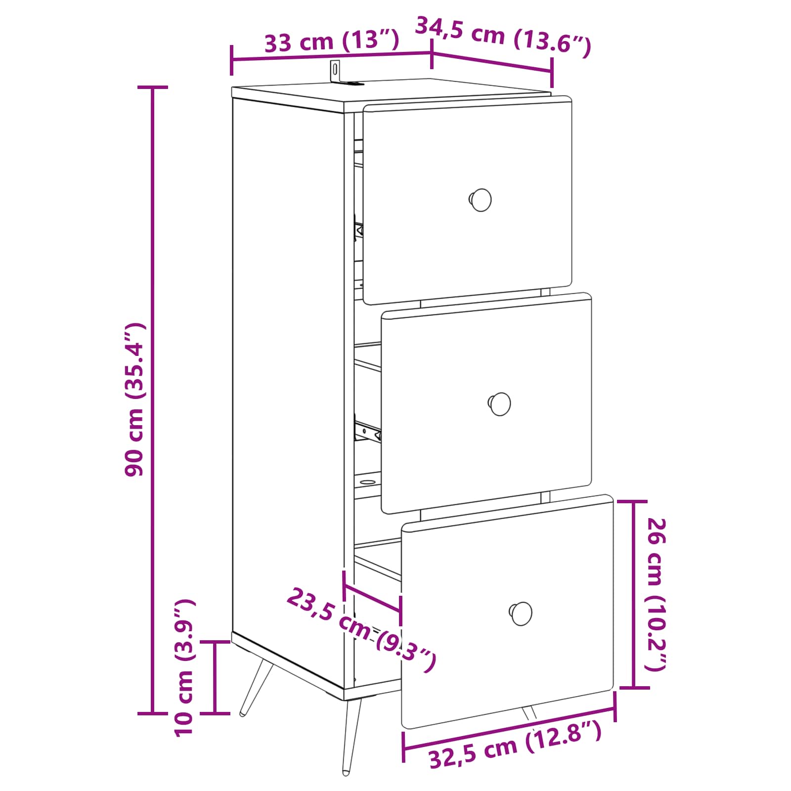Ladenkast Artisanaal eiken 33 x 34,5 x 90 cm Bewerkt hout