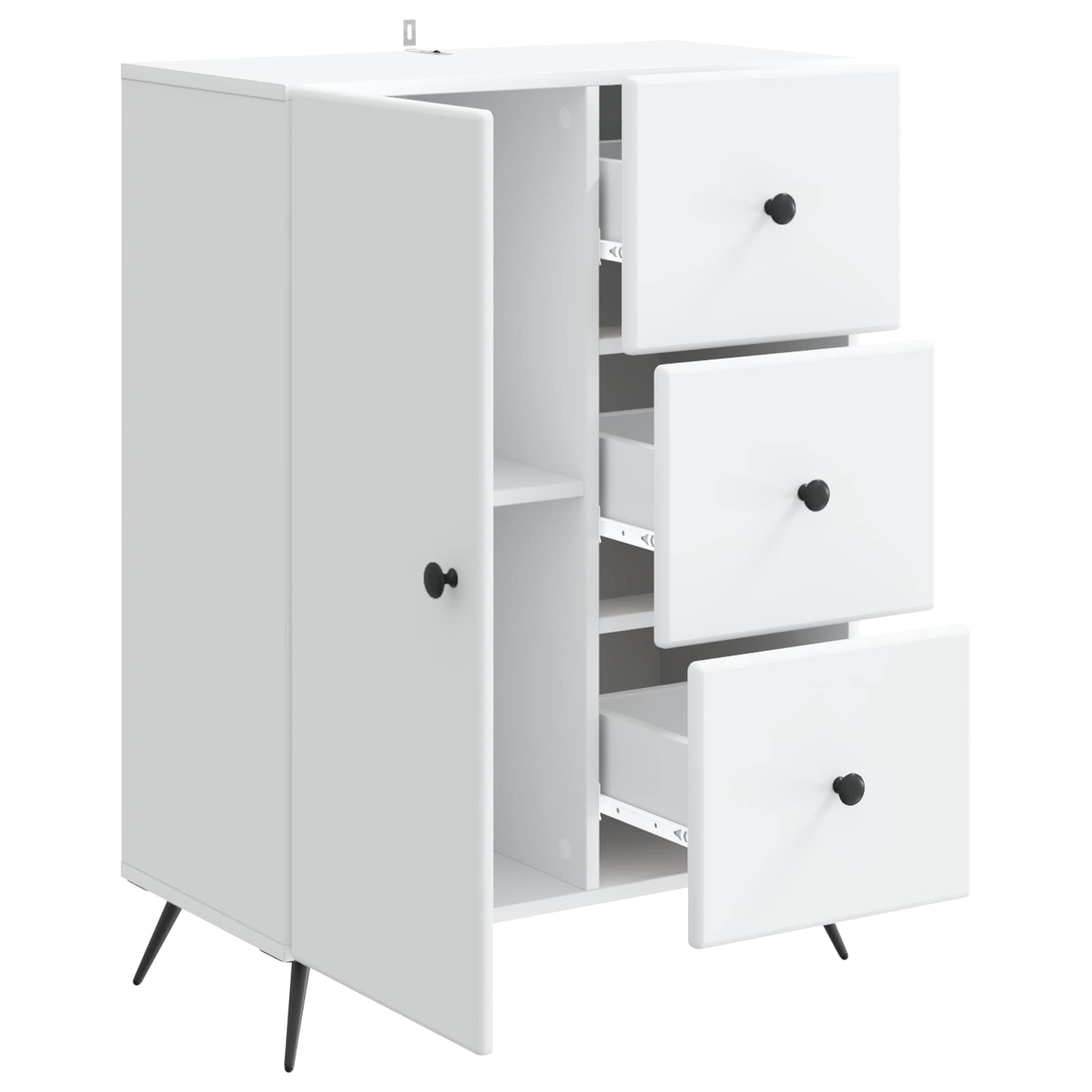 Dressoir met lade Wit 66 x 34,5 x 90 cm Bewerkt hout