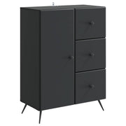 Dressoir zwart 66x34,5x90 cm bewerkt hout