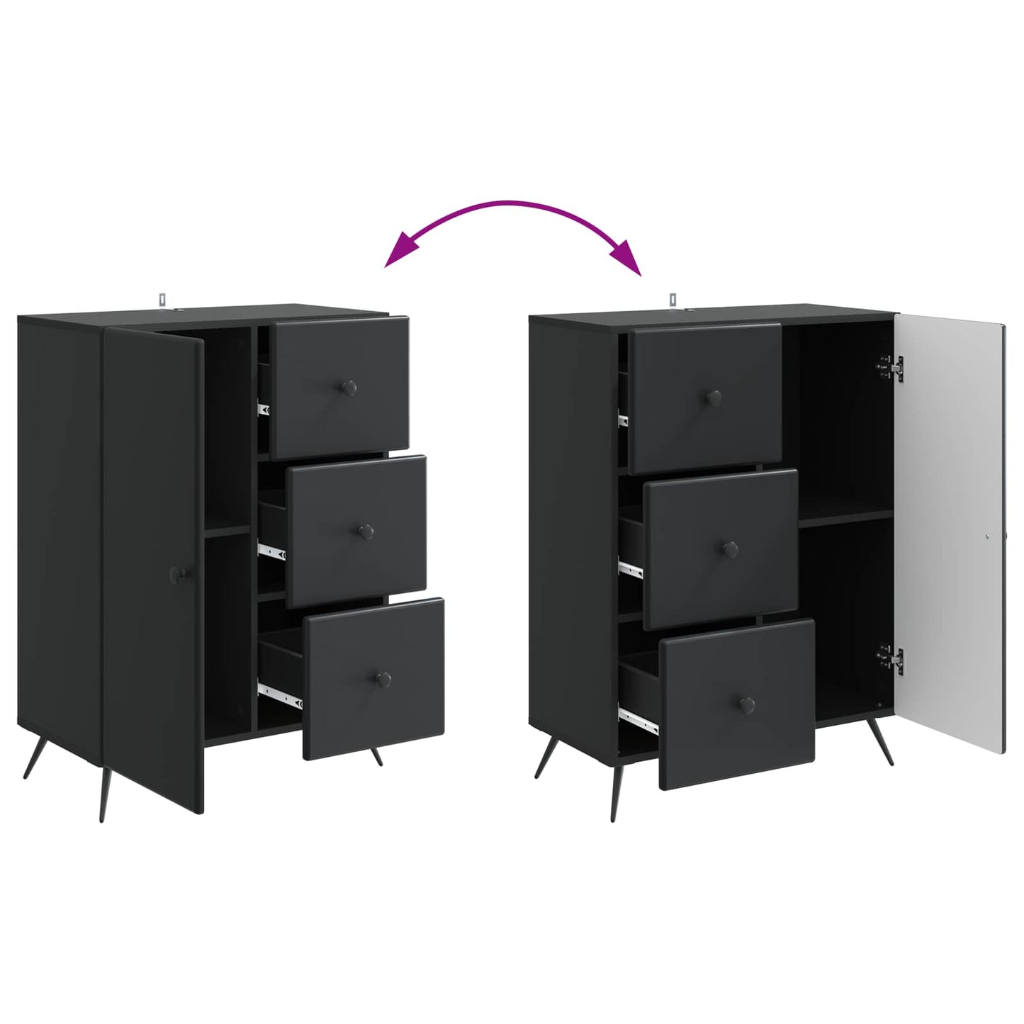 Dressoir met lade Zwart 66 x 34,5 x 90 cm Bewerkt hout