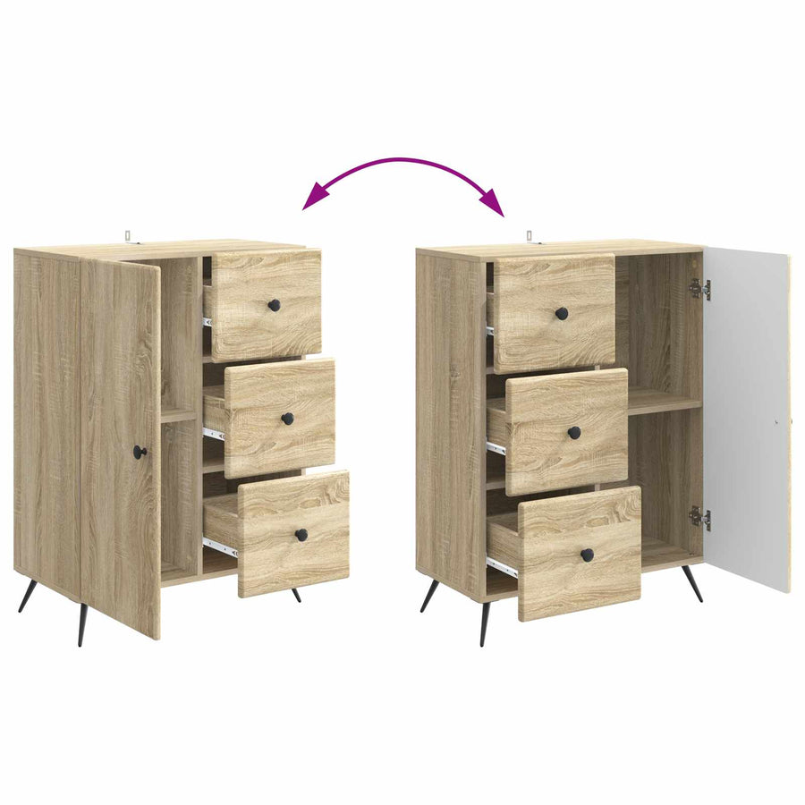 Dressoir met lade Sonoma Eiken 66 x 34,5 x 90 cm Bewerkt hout