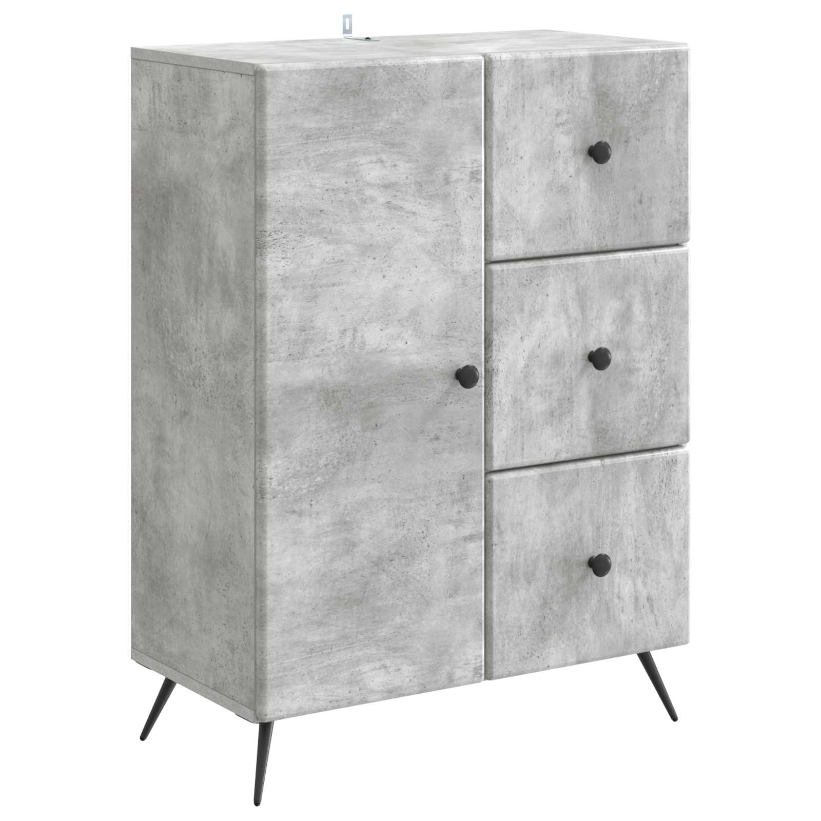 Dressoir met lade Betongrijs 66 x 34,5 x 90 cm Bewerkt hout