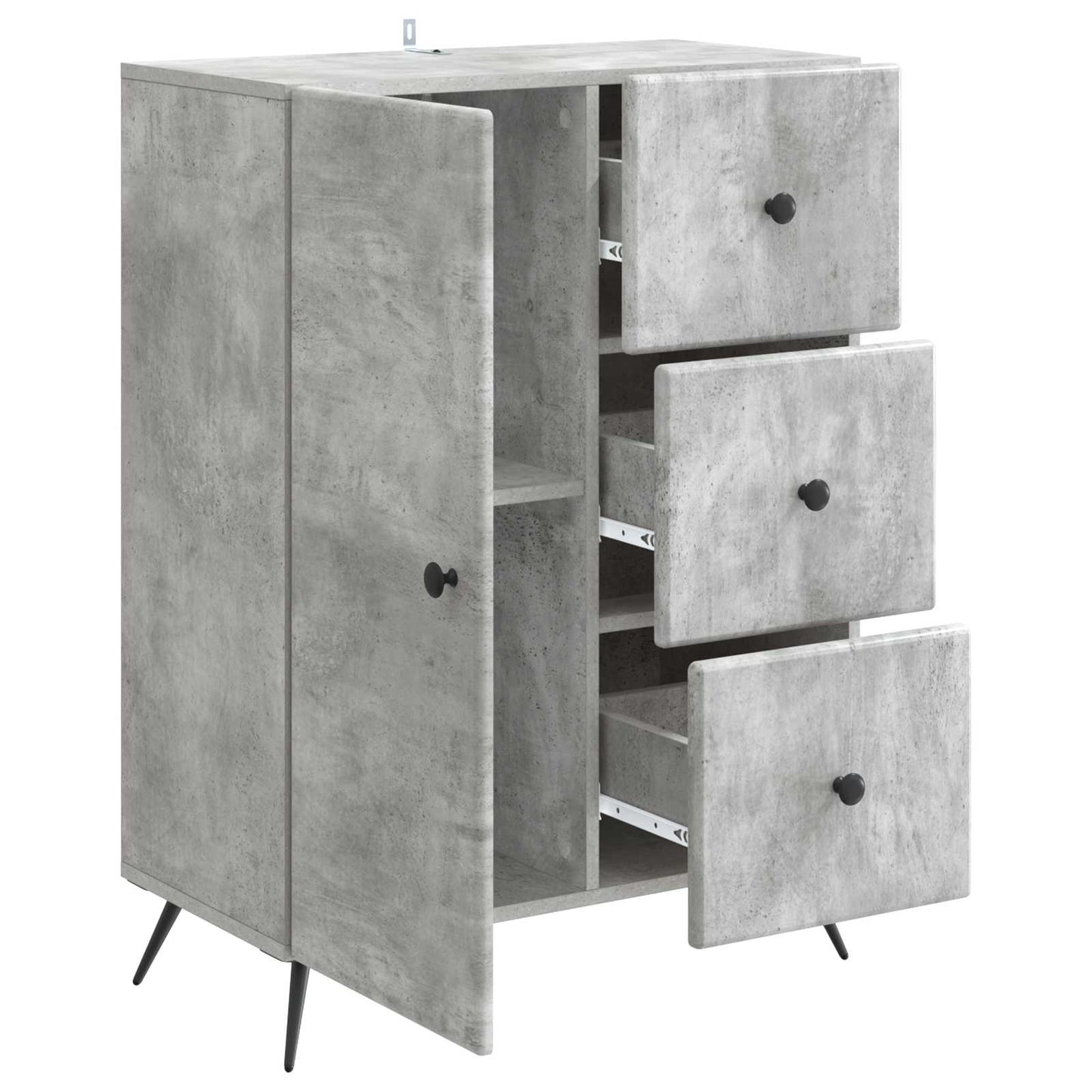 Dressoir met lade Betongrijs 66 x 34,5 x 90 cm Bewerkt hout