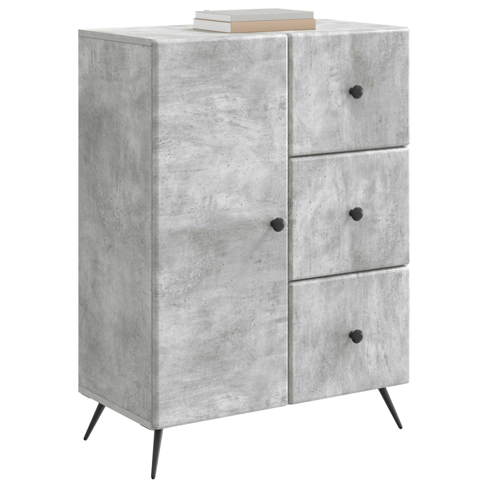Dressoir met lade Betongrijs 66 x 34,5 x 90 cm Bewerkt hout