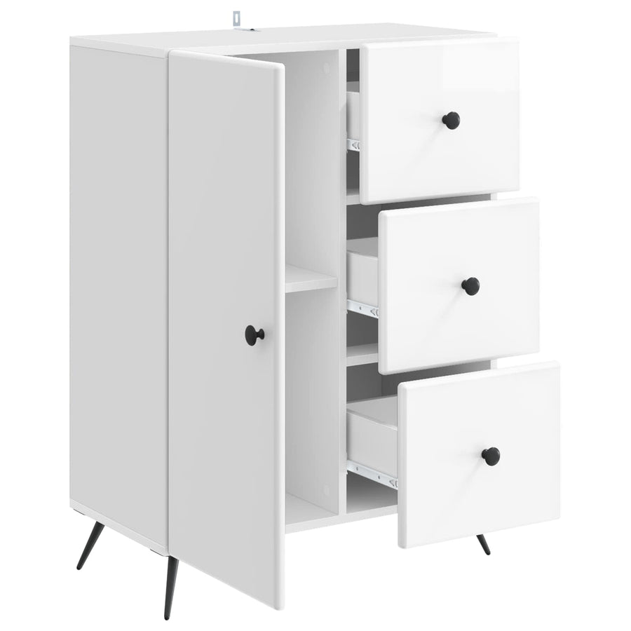 Dressoir met lade Hoogglans Wit 66 x 34,5 x 90 cm Bewerkt hout