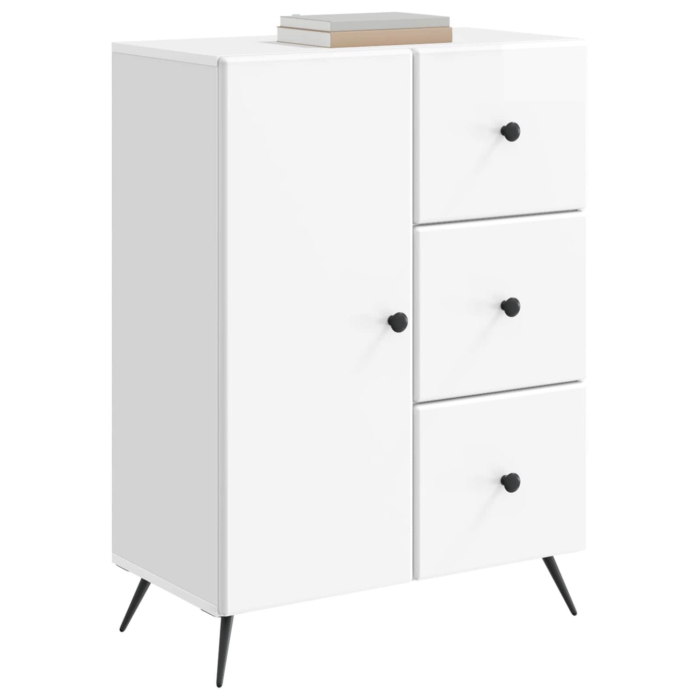 Dressoir met lade Hoogglans Wit 66 x 34,5 x 90 cm Bewerkt hout