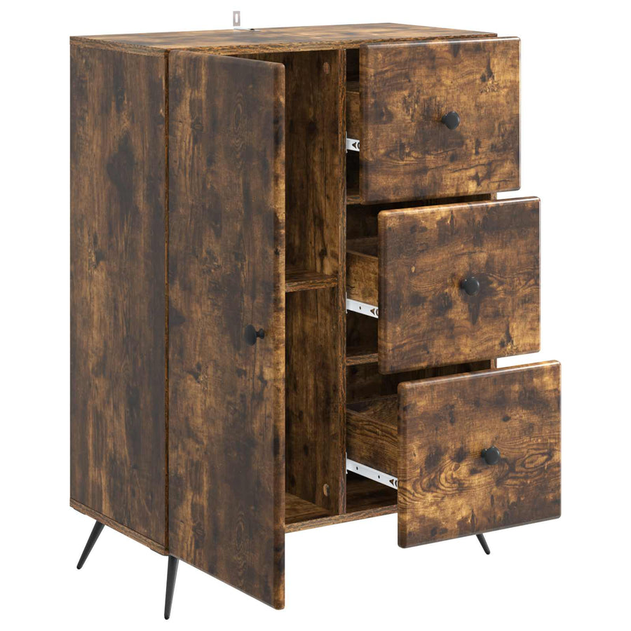 Dressoir met lade Gerookt eiken 66 x 34,5 x 90 cm Bewerkt hout
