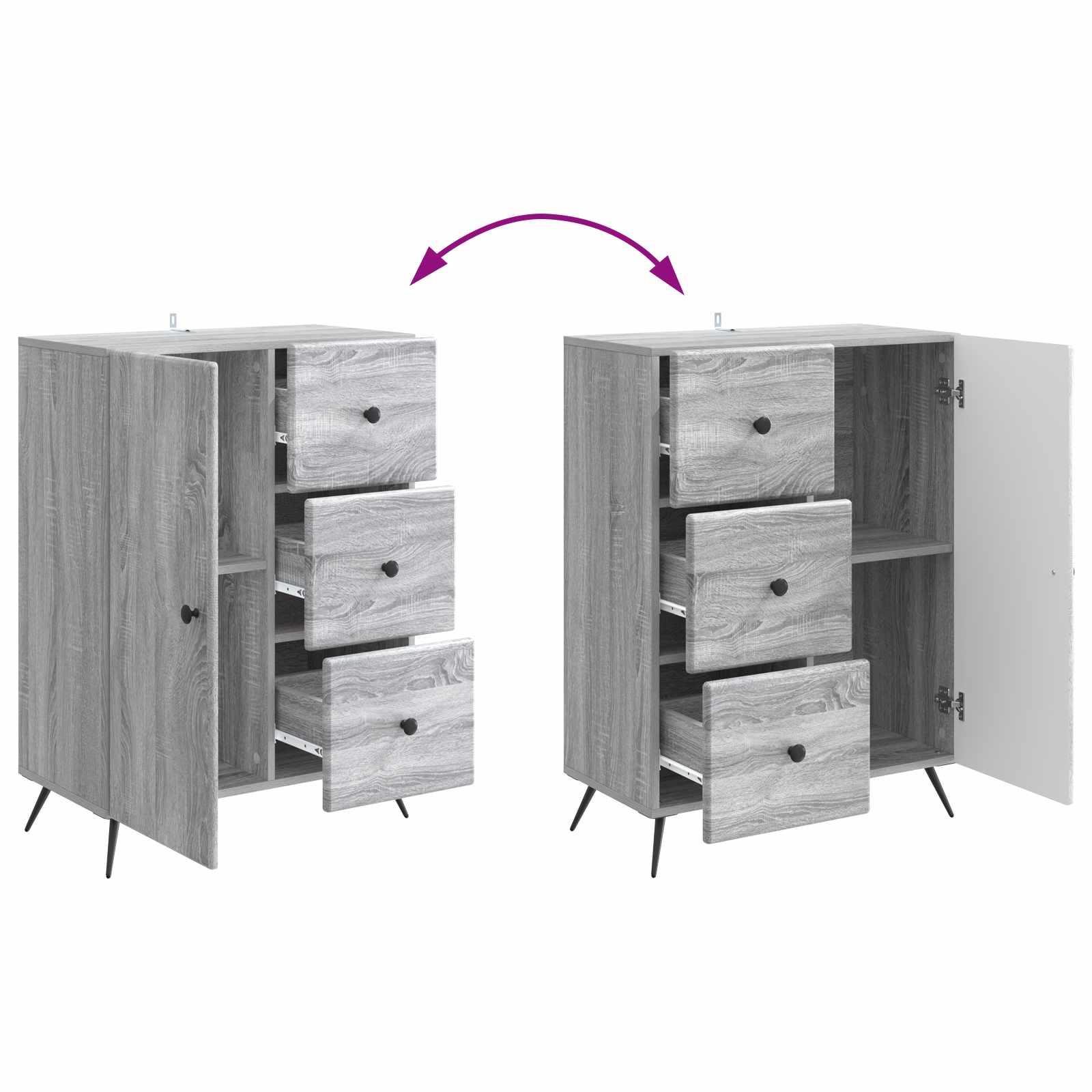 Dressoir met lade Grijs sonoma 66 x 34,5 x 90 cm Bewerkt hout