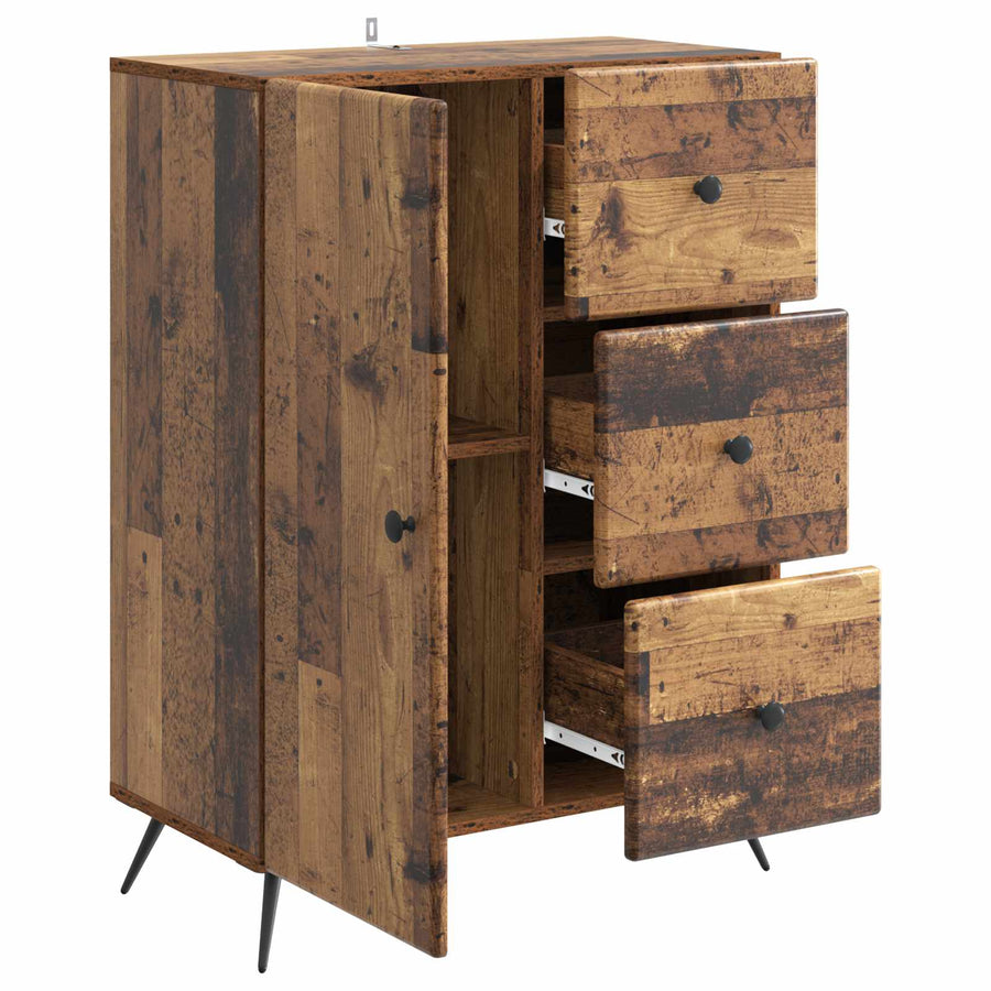 Dressoir met lade Oud hout 66 x 34,5 x 90 cm Bewerkt hout