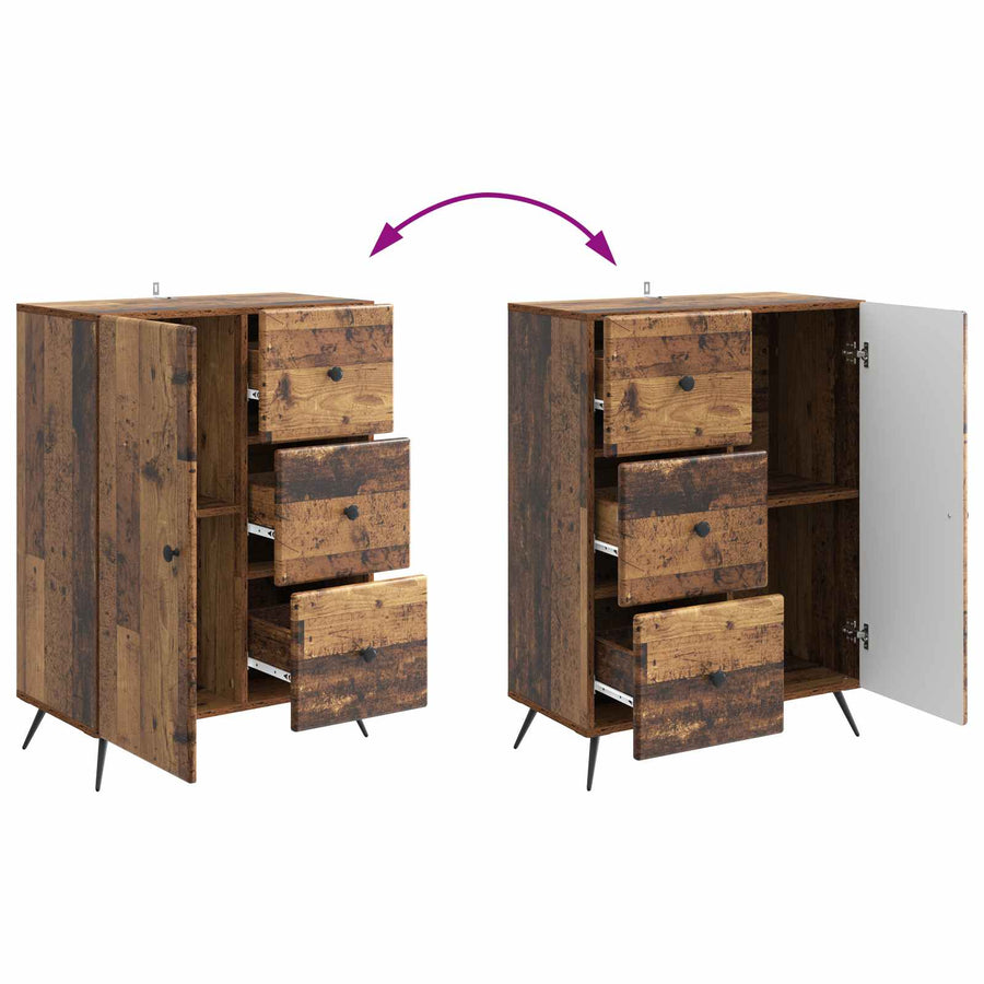 Dressoir met lade Oud hout 66 x 34,5 x 90 cm Bewerkt hout