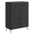 Dressoir zwart 66x34,5x90 cm bewerkt hout