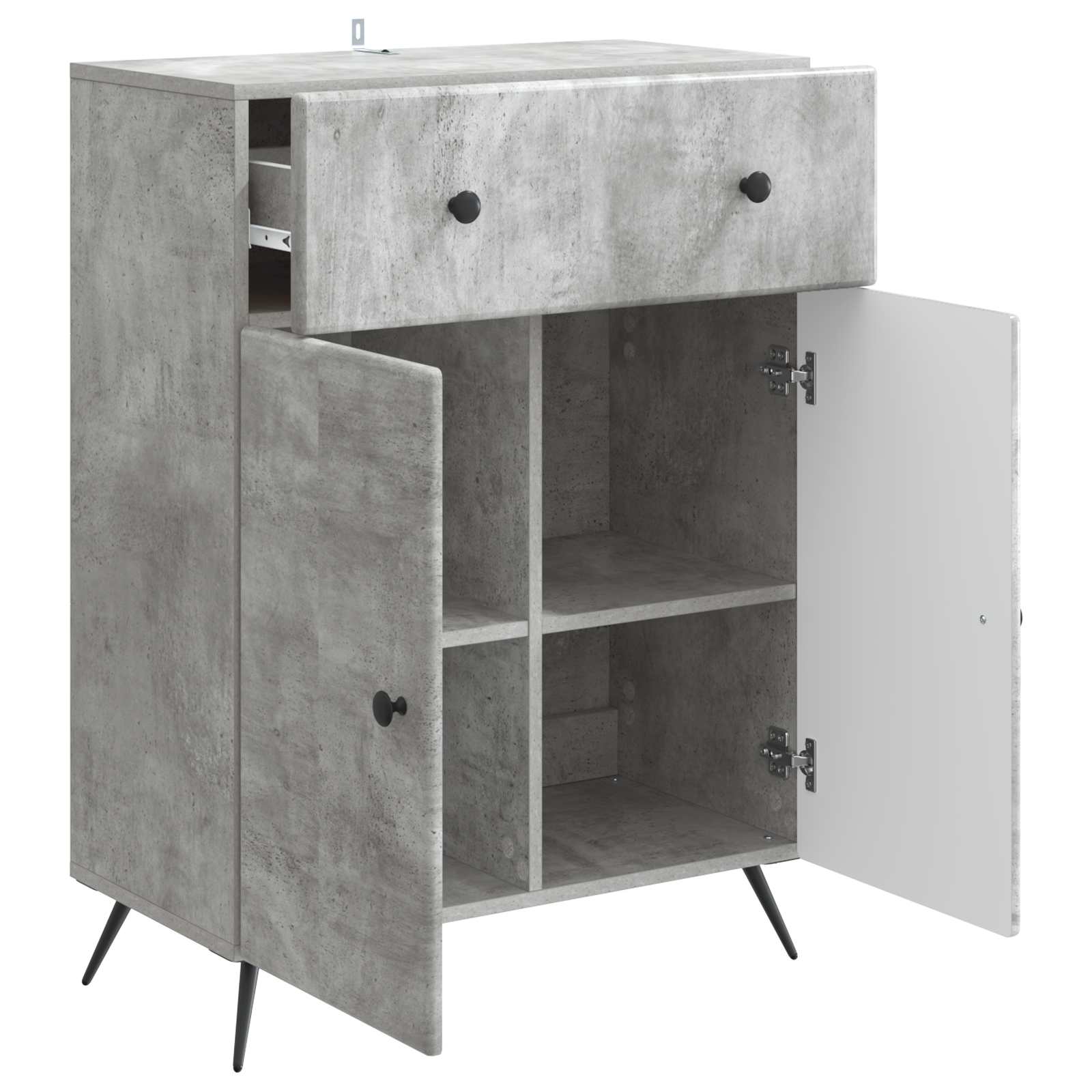 Dressoir met lade Betongrijs 66 x 34,5 x 90 cm Bewerkt hout
